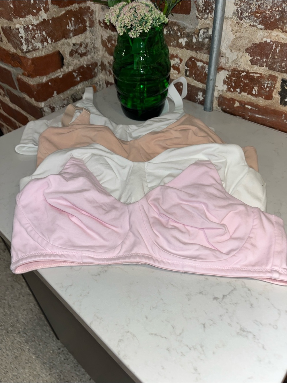 4 - Wireless Cotton Blend Comfort Bra - Pink, White,  nude 84% cotton